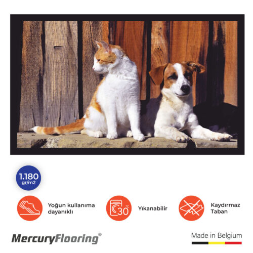 Cat & Dog Velvet Paspas – Dijital Baskılı Şık ve Eğlenceli Giriş Paspası 45×75