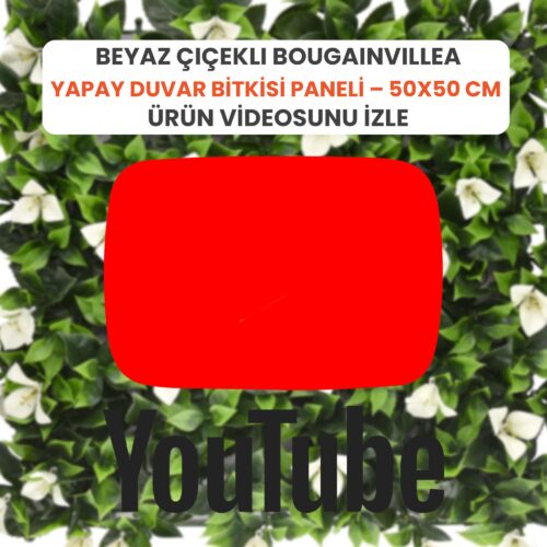 Alternative view of Beyaz Çiçekli Bougainvillea (Begonvil) Yapay Duvar Bitkisi Paneli – 50x50 cm