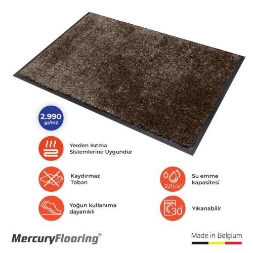 Fortuna 97 Kahverengi Premium Nem ve Toz Alıcı Paspas 90x150